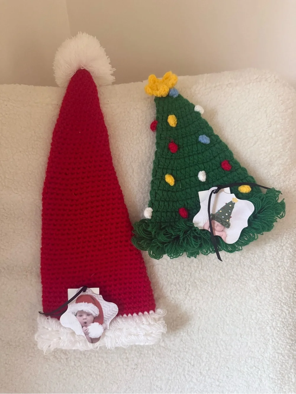 Mud Pie Red and Green Crochet Holiday Hat Set